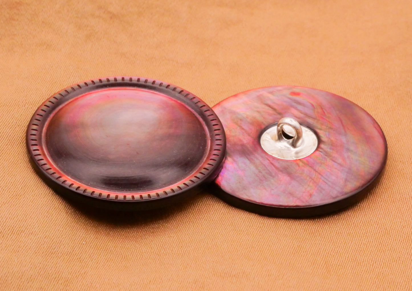 Mother of Pearl Dyed Purple Aubergine Wine Vintage Shell Button 28mm