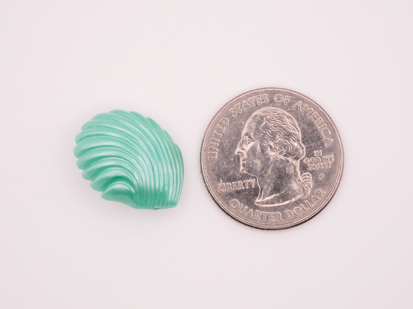 Shell Pearlized Turquoise Vintage Plastic Button 16x21mm