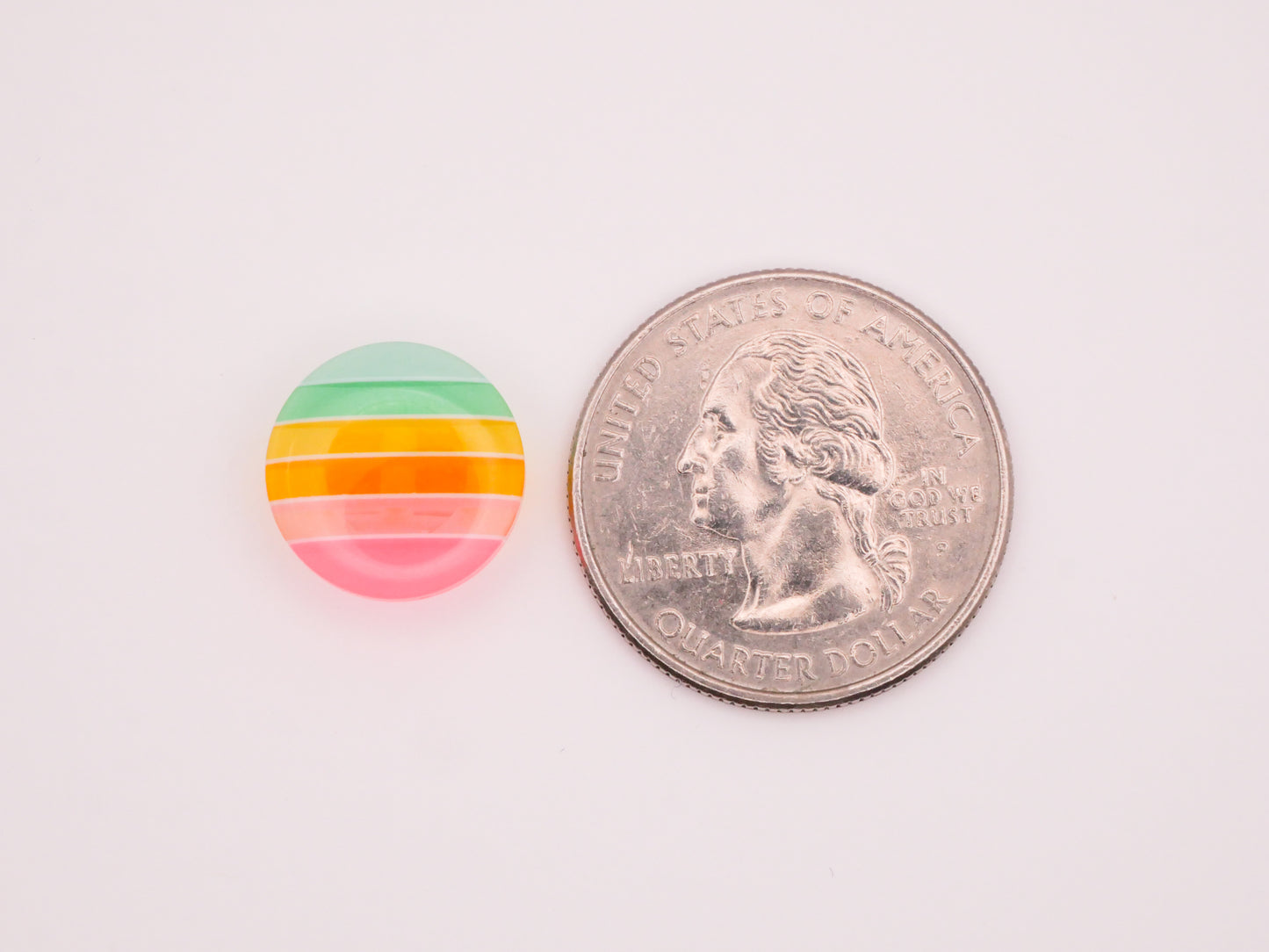 Summer Surfer Stripes Pink Yellow Green Plastic Set of Five Buttons 14mm