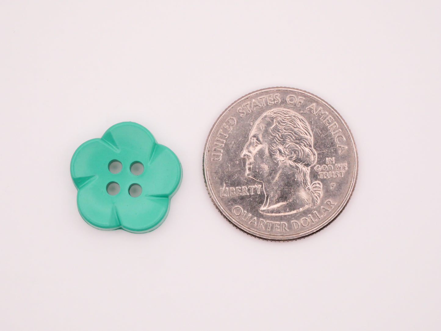 Flower Turquoise Plastic Set of Five Buttons 17mm