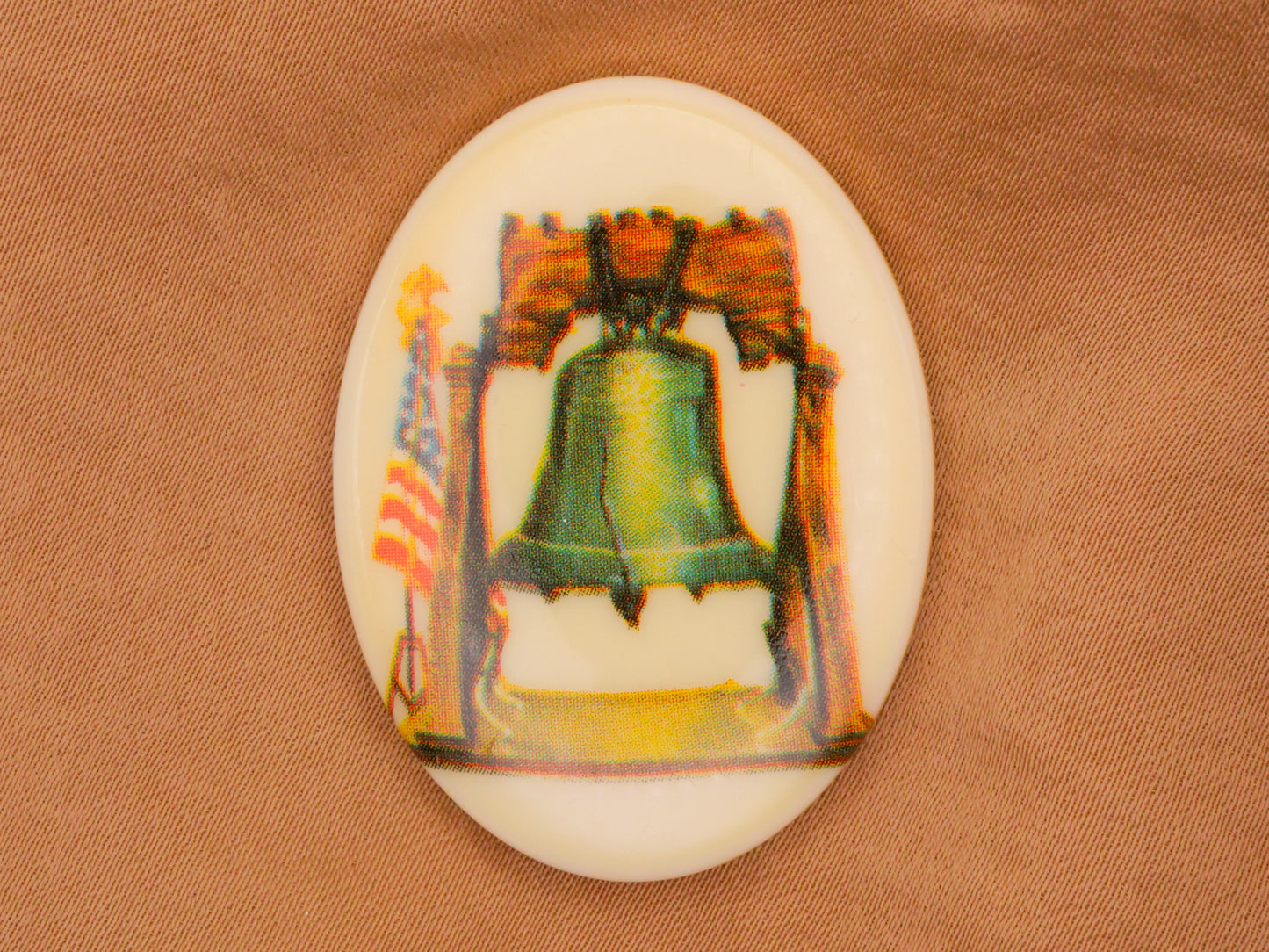 Liberty Bell Flag Large Vintage Plastic Button 30x40mm