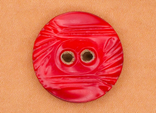 Celluloid Bright Red Tight Top Vintage Early Plastic Button 22mm