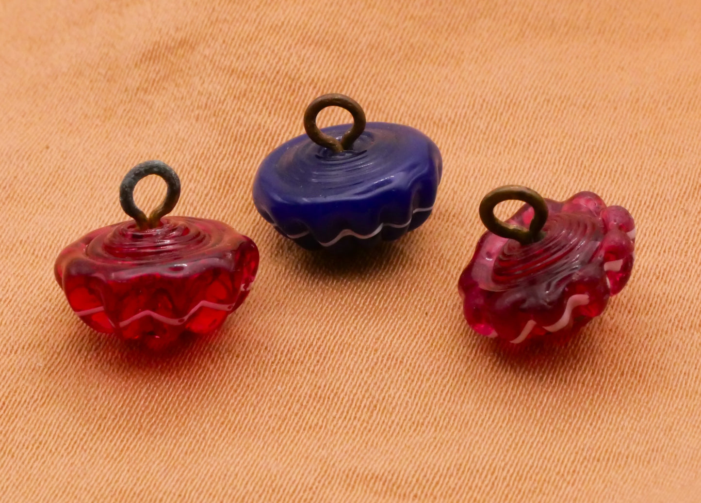 Swirl Back Glass Red Blue Antique Button Various 11mm