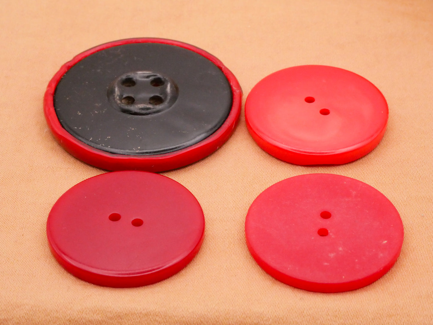 Celluloid Red Tight Top Machine Carved Vintage Early Plastic Button Various 27-38mm