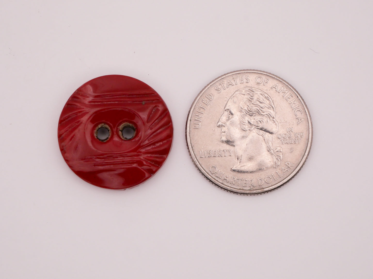 Celluloid Bright Red Tight Top Vintage Early Plastic Button 22mm