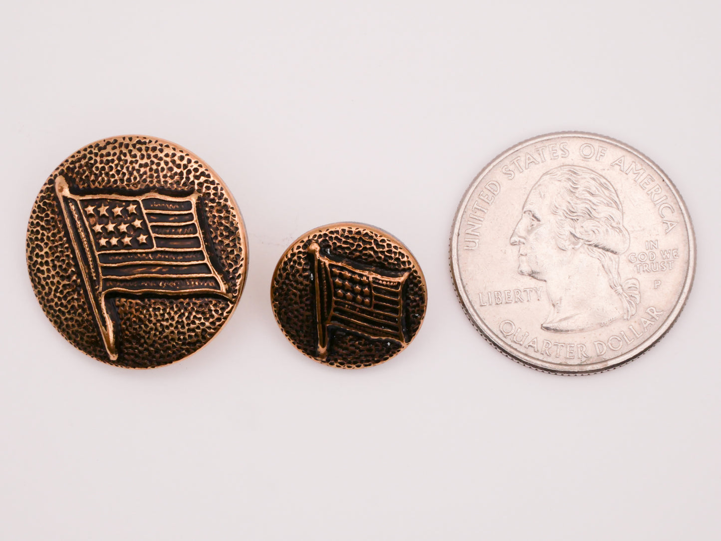 American Flag Texture Bronze Metal Button Various 15-23mm