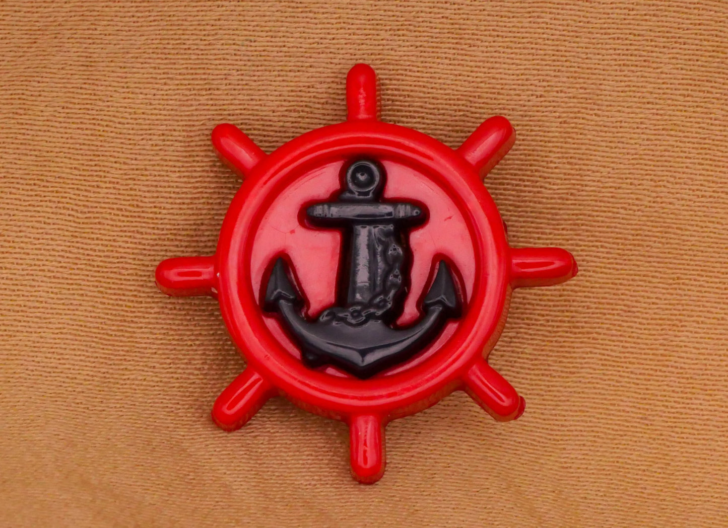 Anchor Ships Wheel Nautical Red Blue Plastic Button 20mm