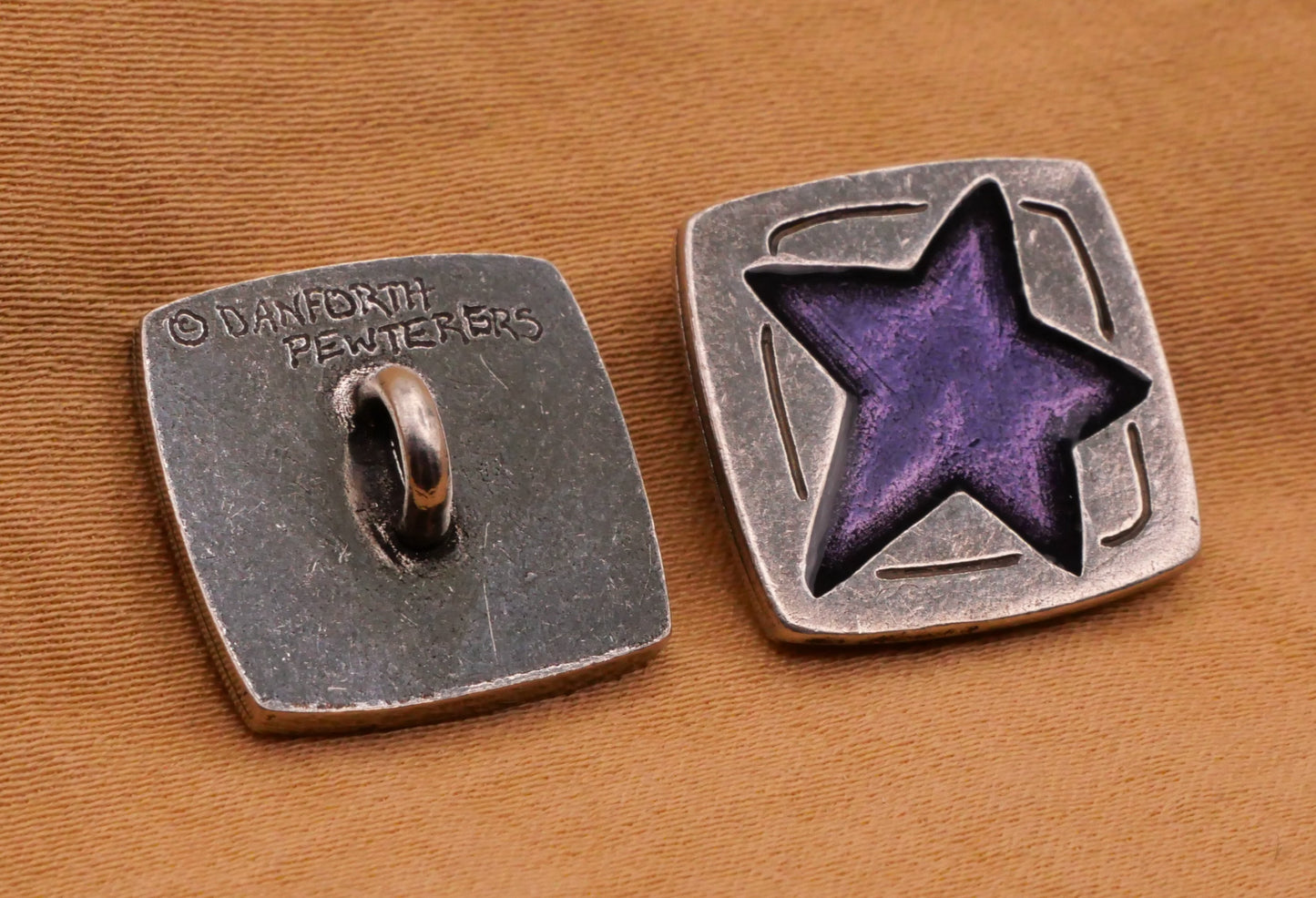 Star Blue Resin Danforth Pewter Metal Button 16mm