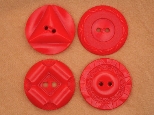 Red Vintage Triangle Flower Scroll Sun Plastic Button Various 27mm