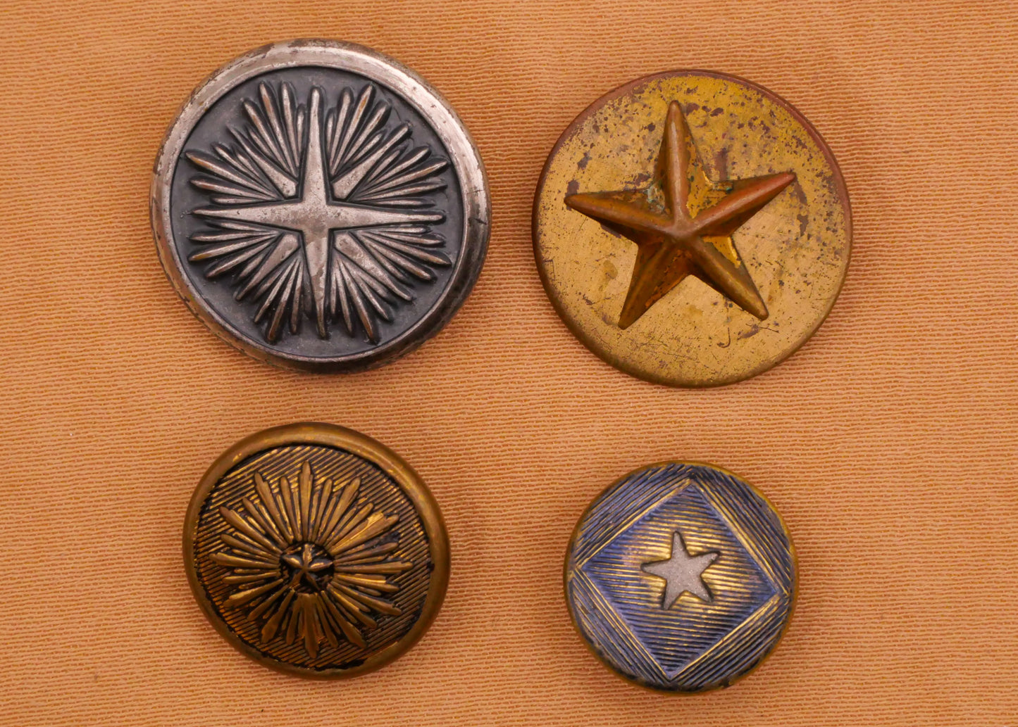 Star Starburst Antique Tinted Civil War Metal Button Various 13-19mm