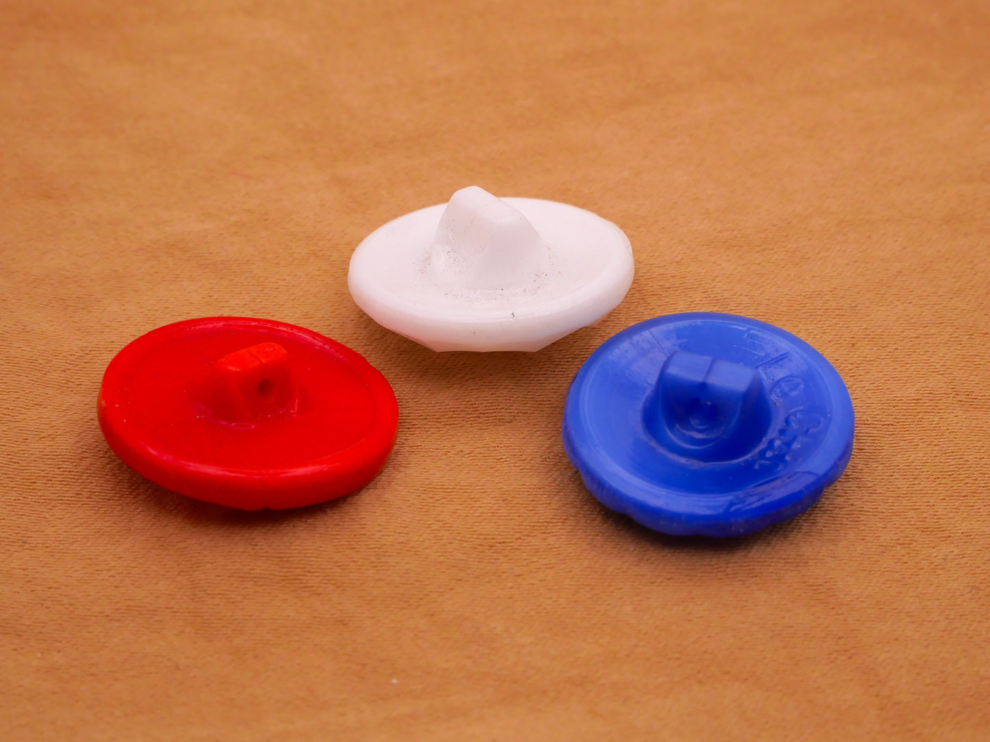 Glass Red White Blue Vintage Set of Three Buttons Various 18mm