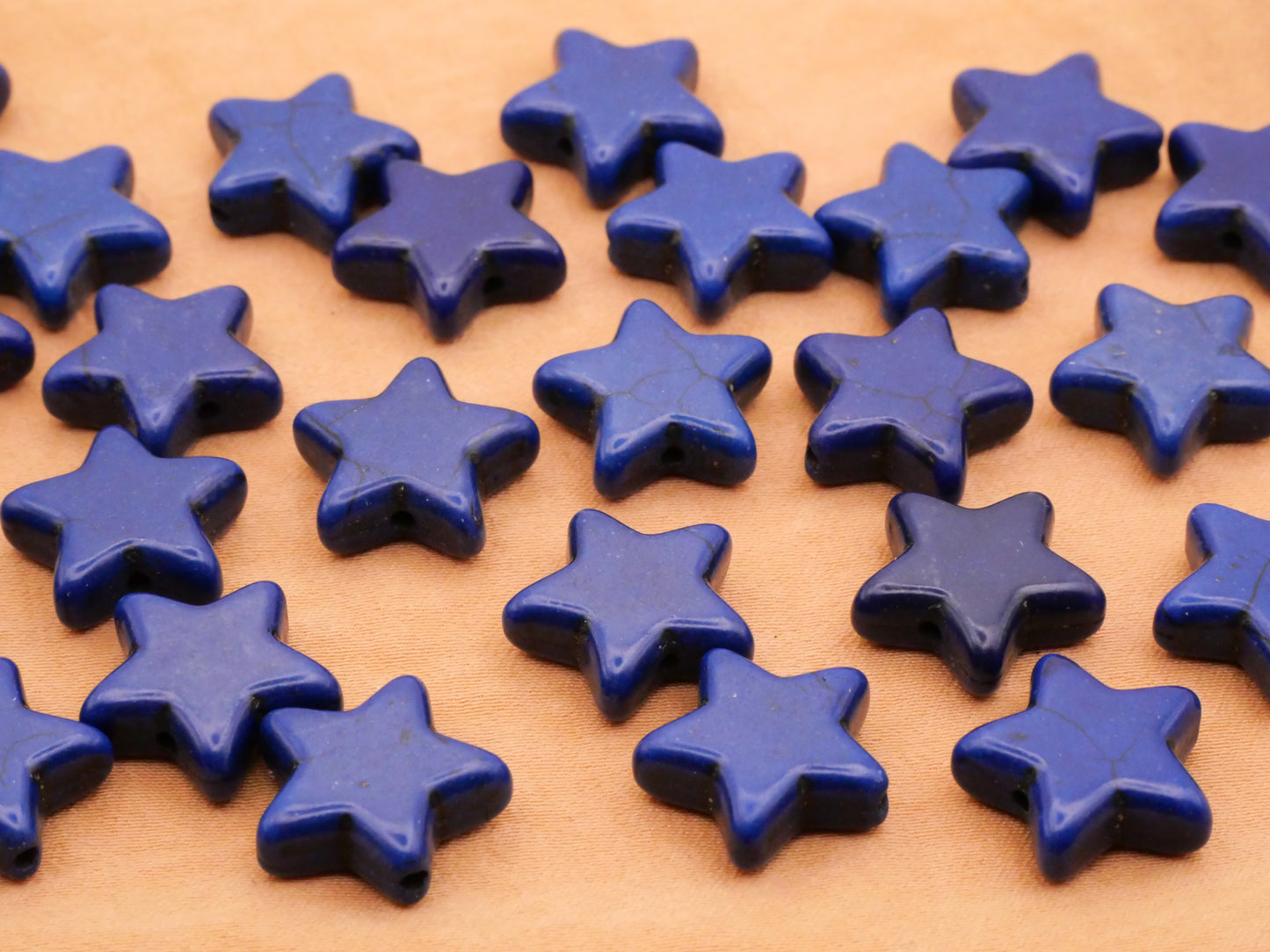 Star Blue Imitation Stone Set of Five Beads 15mm