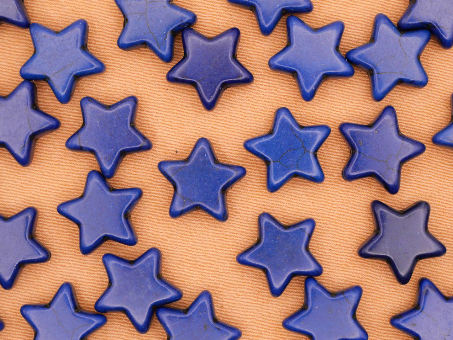 Star Blue Imitation Stone Set of Five Beads 15mm