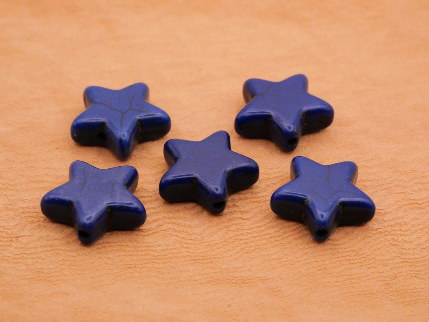 Star Blue Imitation Stone Set of Five Beads 15mm