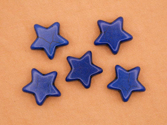 Star Blue Imitation Stone Set of Five Beads 15mm