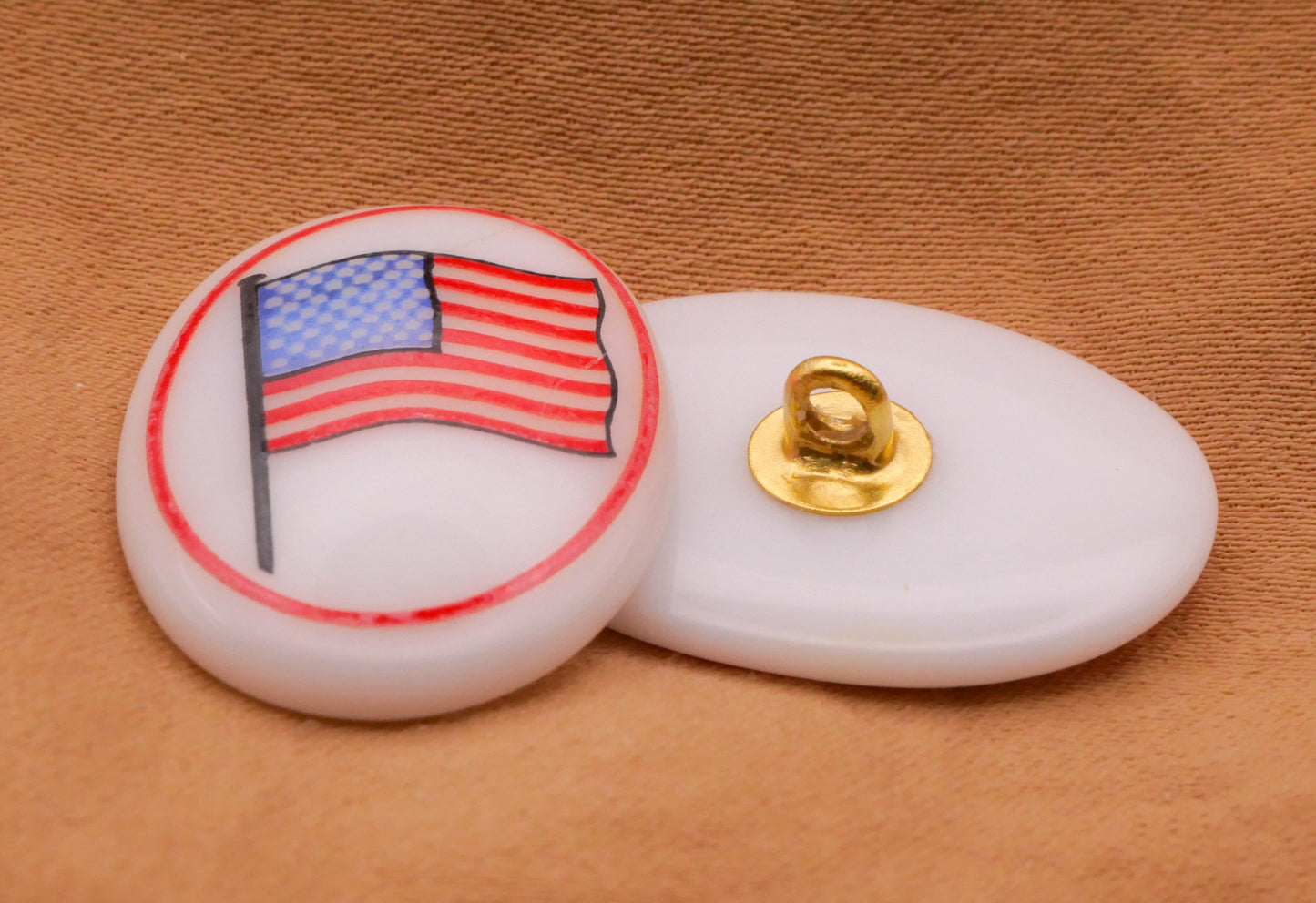 American Flag Vintage Germany Glass Button 18x25mm