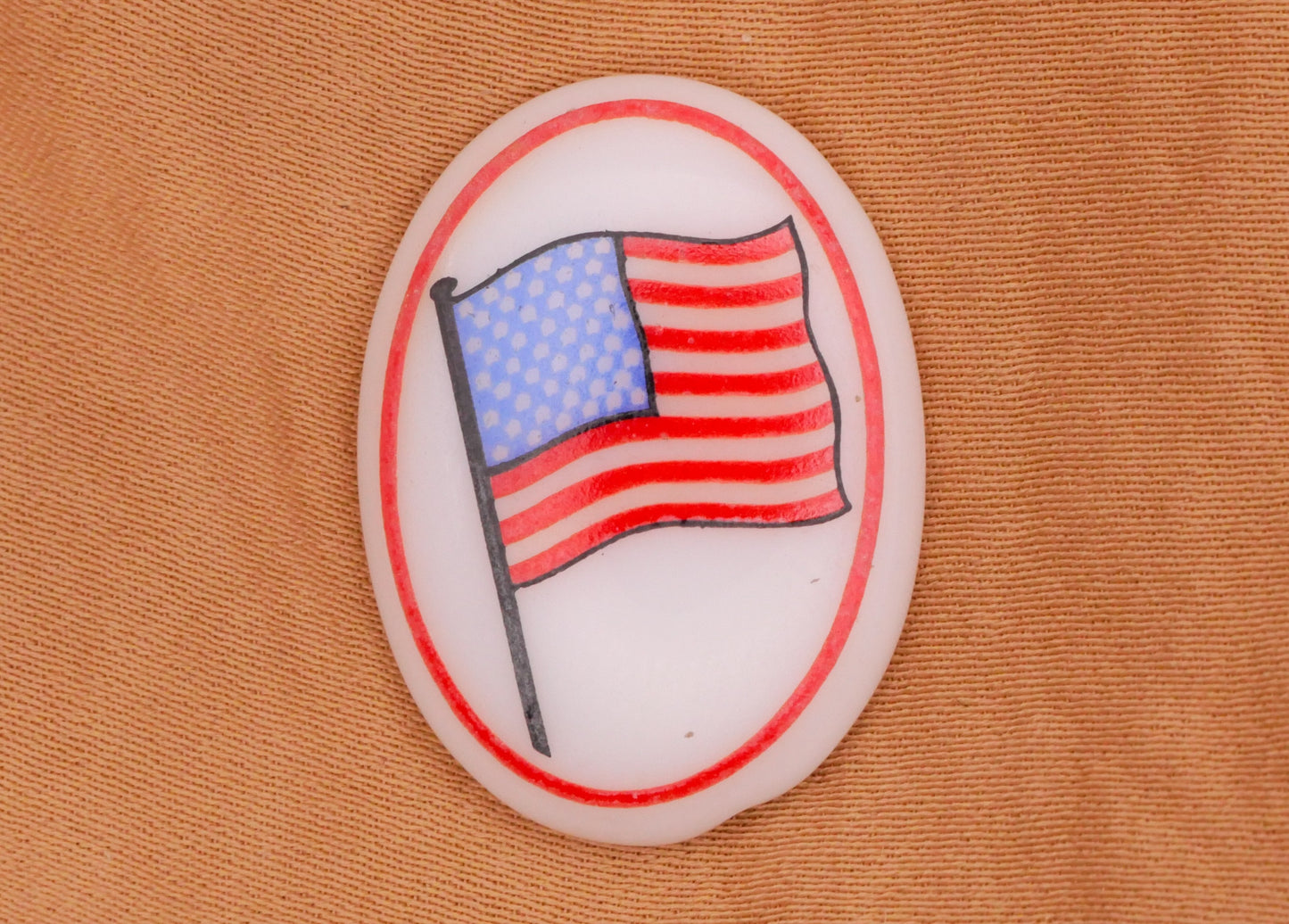 American Flag Vintage Germany Glass Button 18x25mm