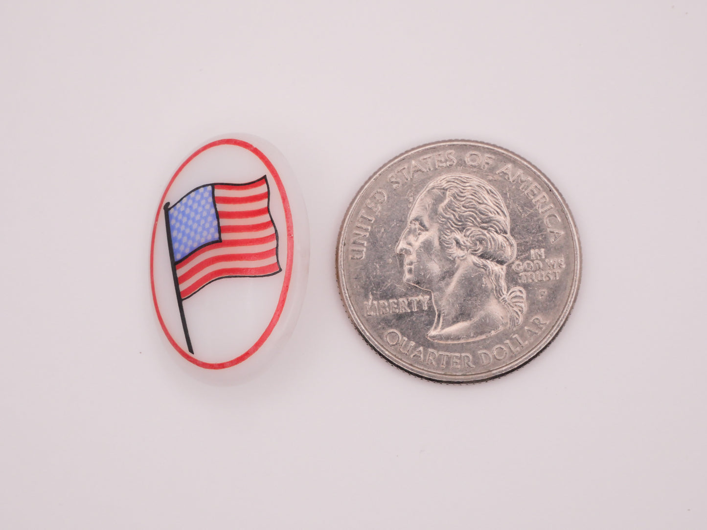 American Flag Vintage Germany Glass Button 18x25mm