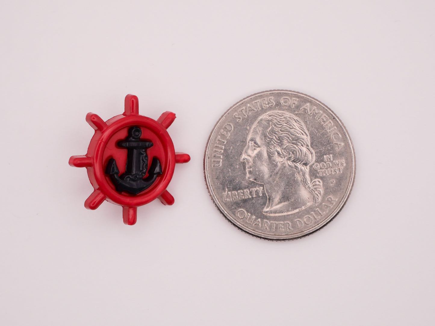 Anchor Ships Wheel Nautical Red Blue Plastic Button 20mm