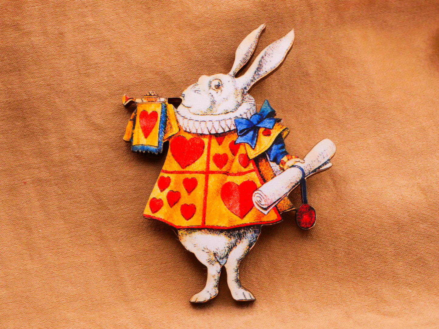 White Rabbit Trumpet Laser Cut Wood Large Button 42x54mm