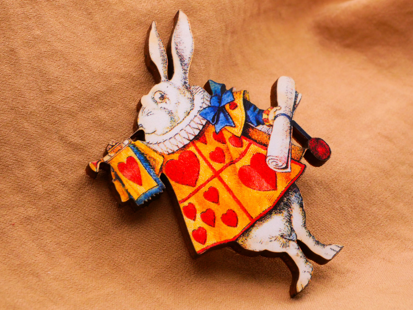 White Rabbit Trumpet Laser Cut Wood Large Button 42x54mm