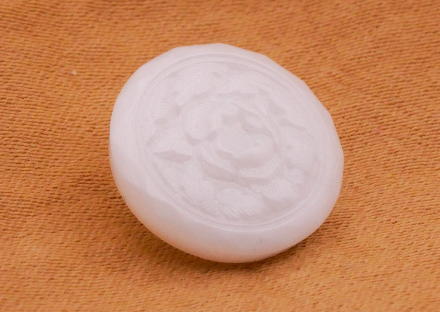 Rose White Glass Vintage Set of Three Buttons 14mm