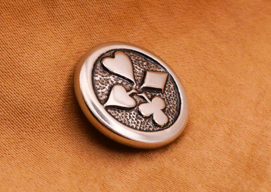 Card Suits Heart Diamond Spade Club Circle Metal Button 15mm