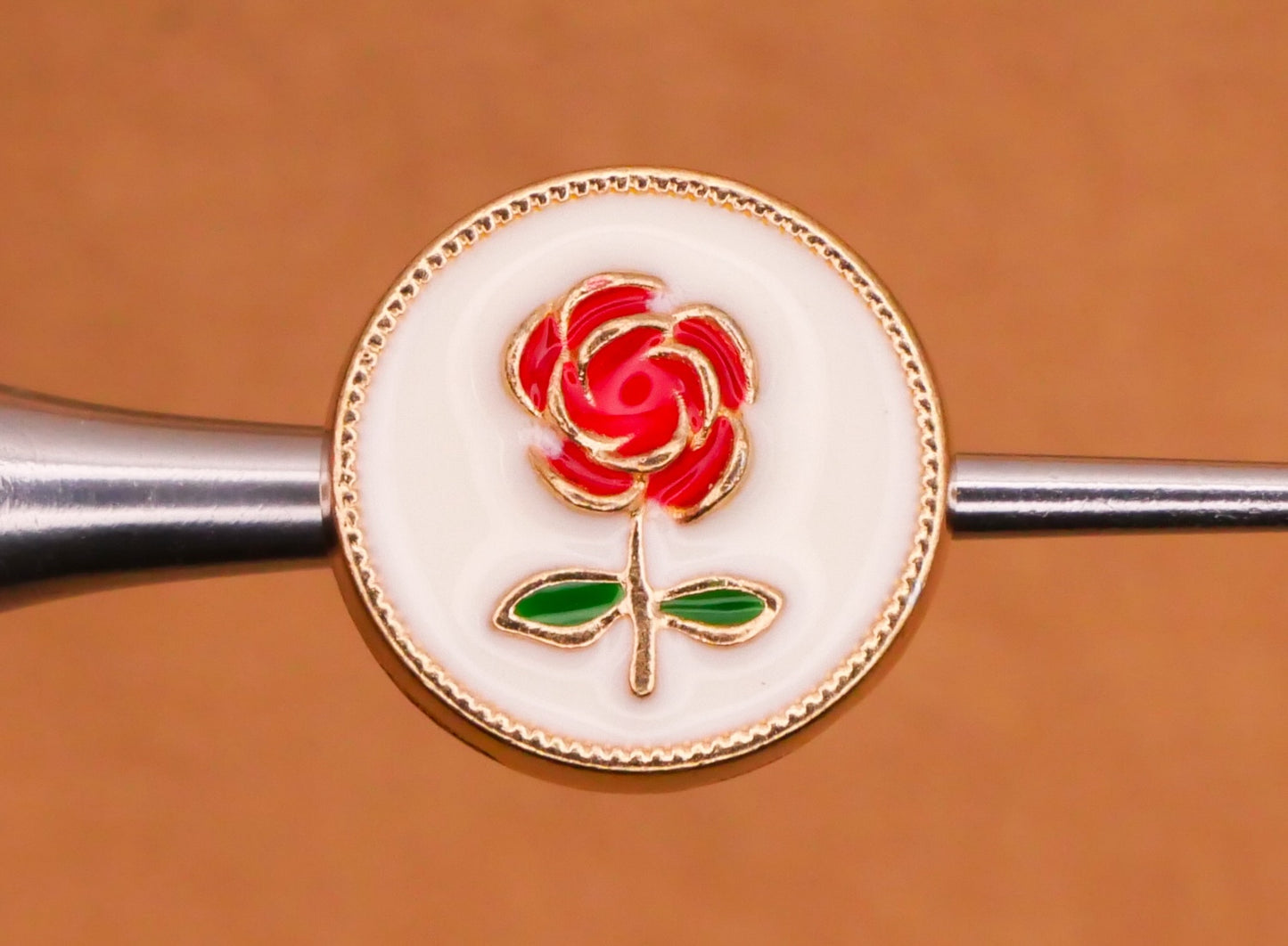 Rose Red Yellow White Enamel Gold Metal Pair of Buttons Various 12mm