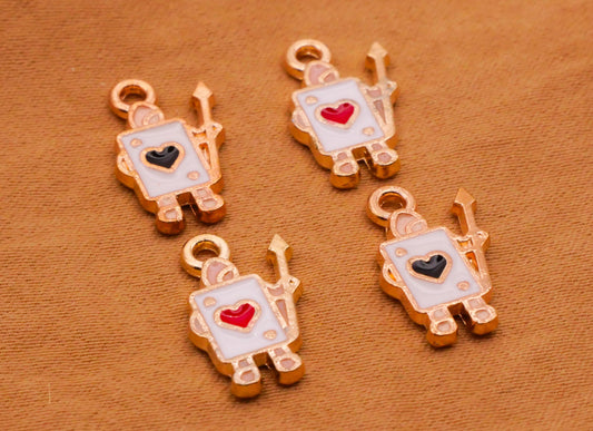 Card Soldiers Alice in Wonderland Enamel Gold Metal Set of Four Charms 10x15mm