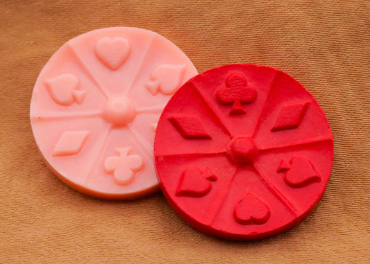 Card Suits Heart Diamond Spade Club Pink Red Vintage England Plastic Button Various 22mm