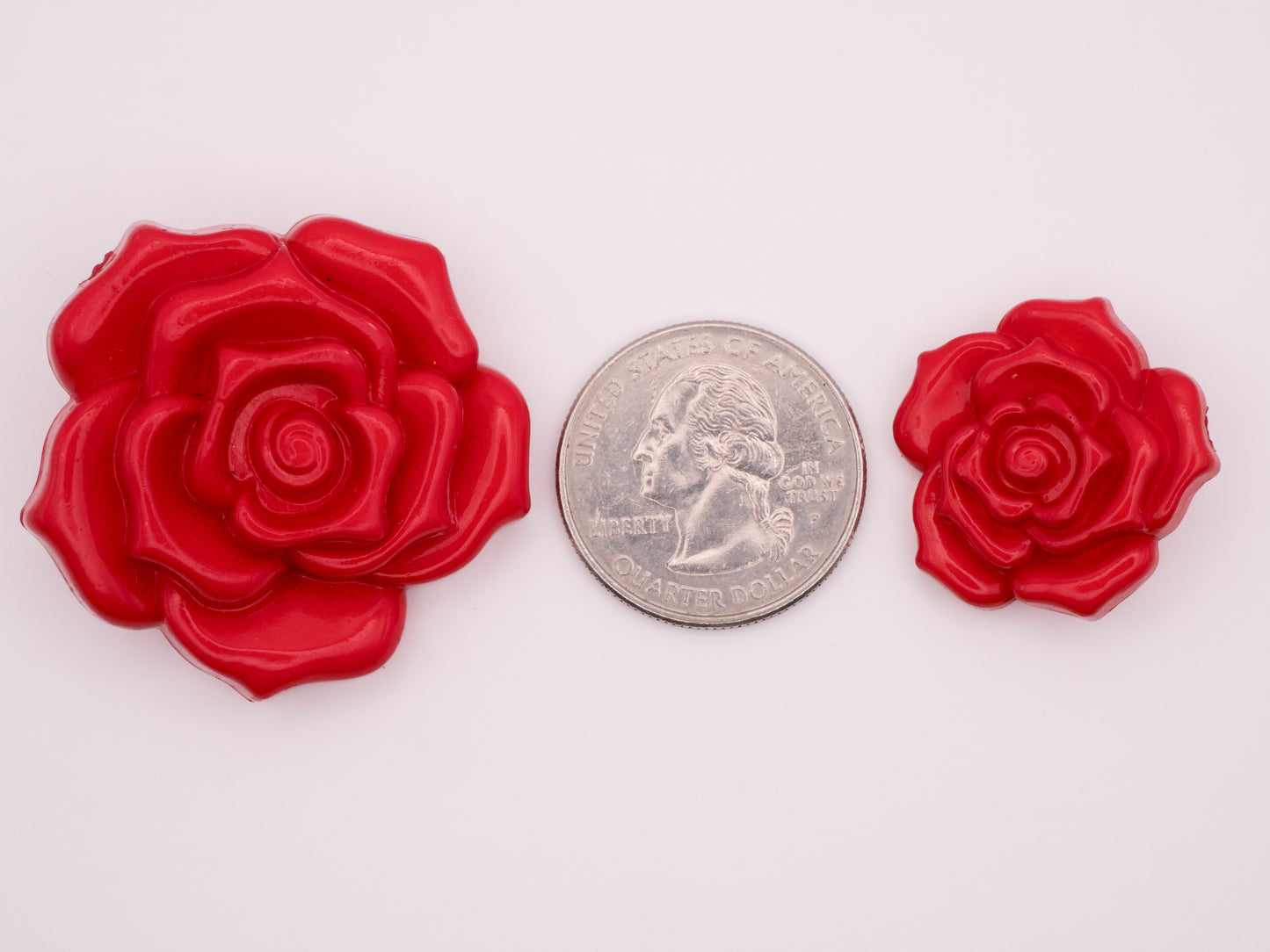 Rose Red Plastic Large Button Various 24-37mm