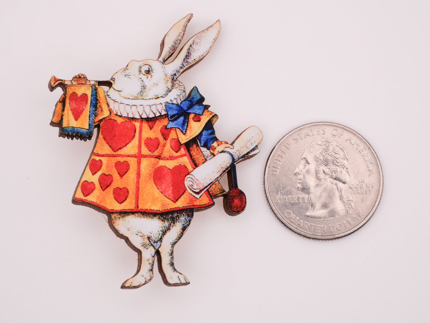 White Rabbit Trumpet Laser Cut Wood Large Button 42x54mm