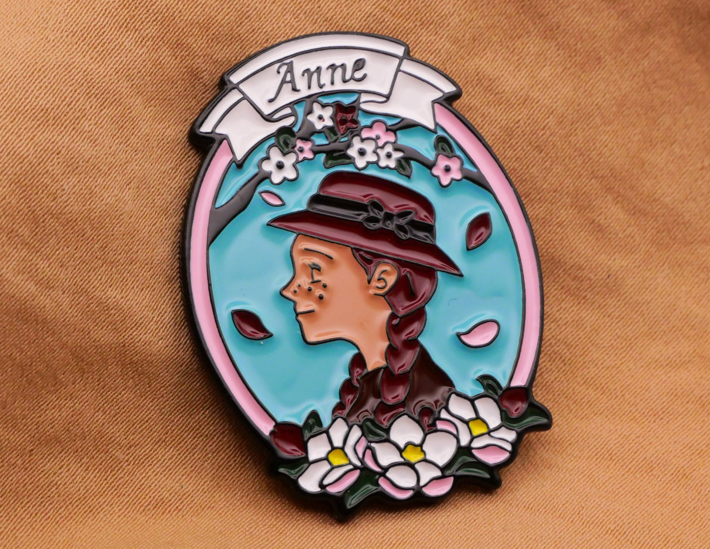 Anne of Green Gables Anne with an E Portrait Enamel Metal Button 26x35mm