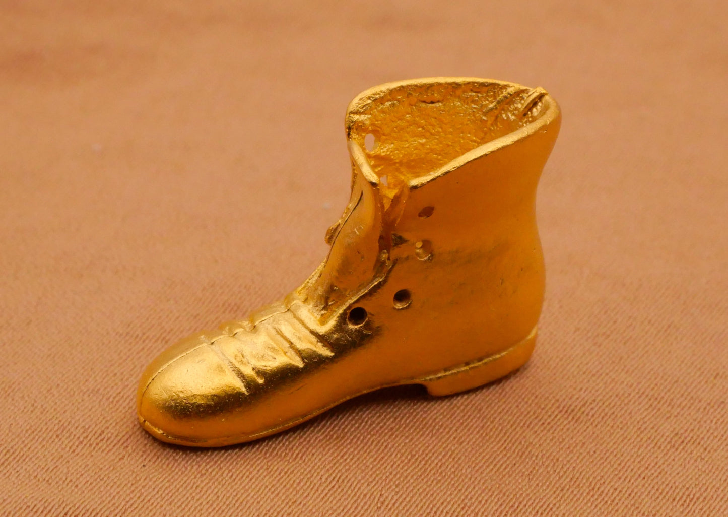 Shoe Boot Unlaced Gold Metal Vintage Button 15x22mm