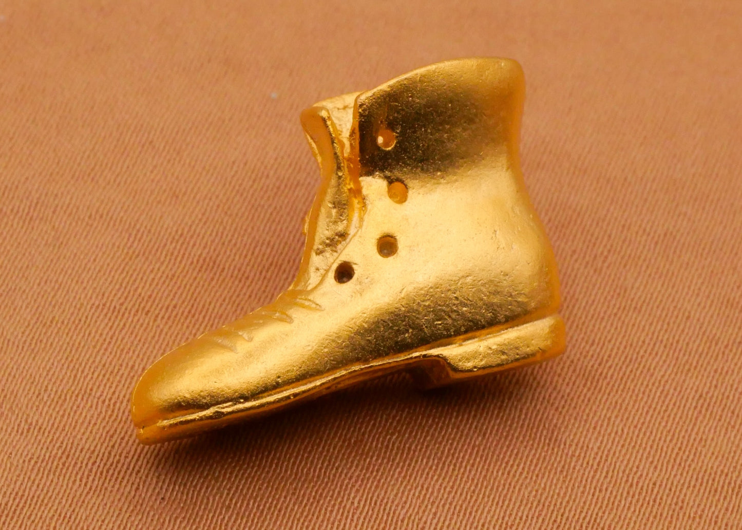 Shoe Boot Unlaced Gold Metal Vintage Button 15x22mm