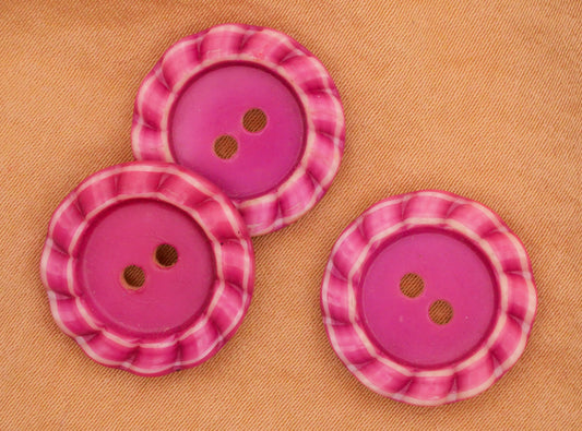 Fuchsia Swirl Celluloid Early Plastic Sew-Thru Button 19mm