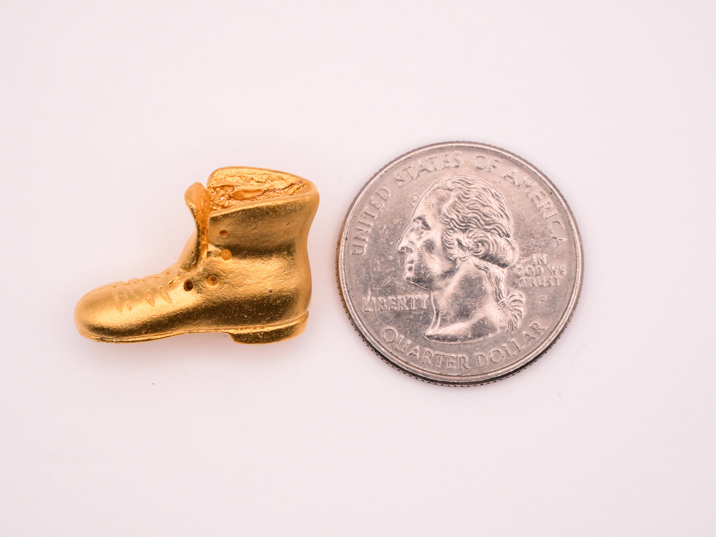 Shoe Boot Unlaced Gold Metal Vintage Button 15x22mm