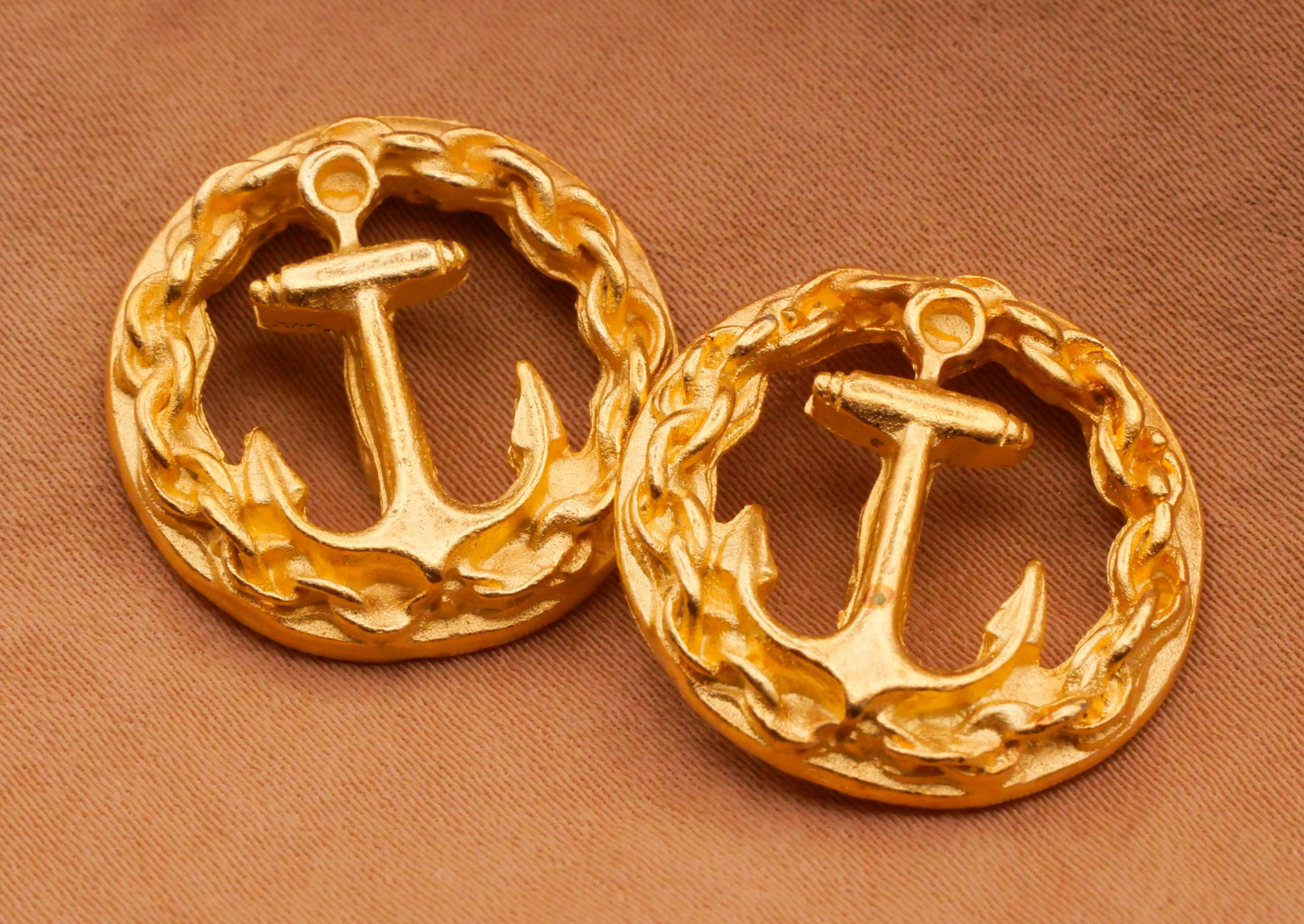 Anchor Chain Wreath Gold Metal Vintage Button 21mm