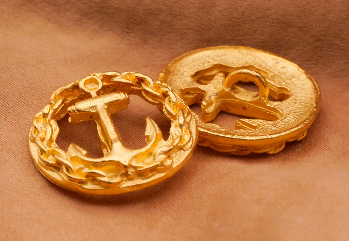 Anchor Chain Wreath Gold Metal Vintage Button 21mm