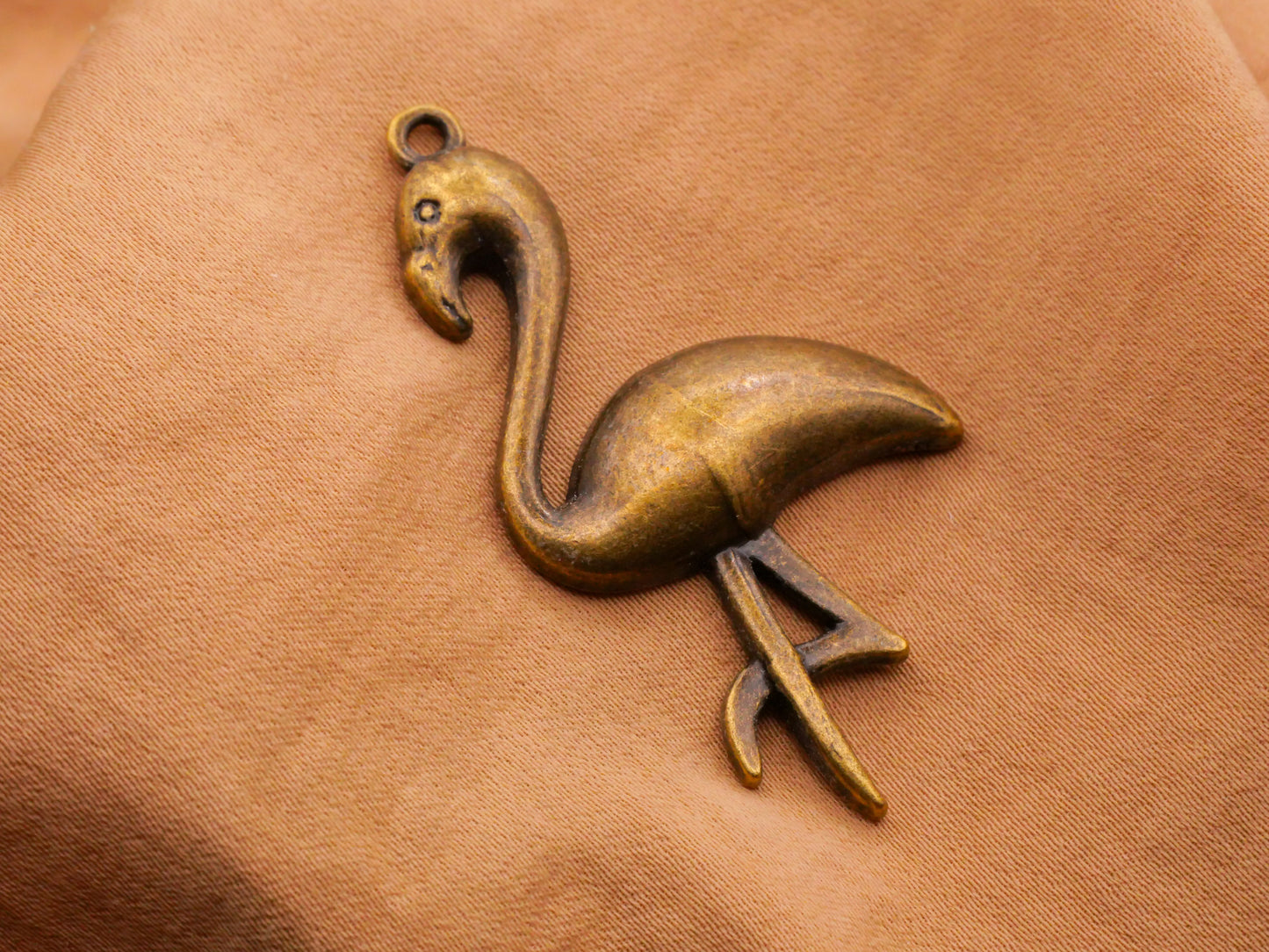 Flamingo Bronze Metal Large Charm Pendant Embellishment 25x46mm