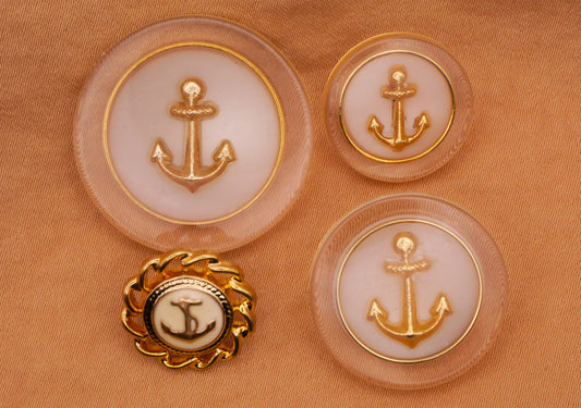 Anchor Plastic Lucite Gold Plastic Button Various 15-27mm