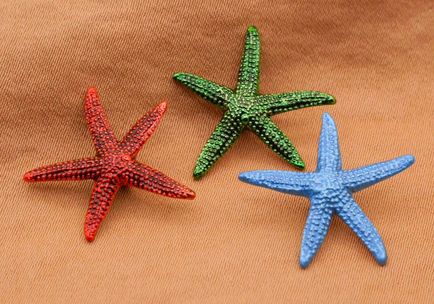 Starfish Hand-Painted Red Green Blue Brass Metal Button Various 18mm