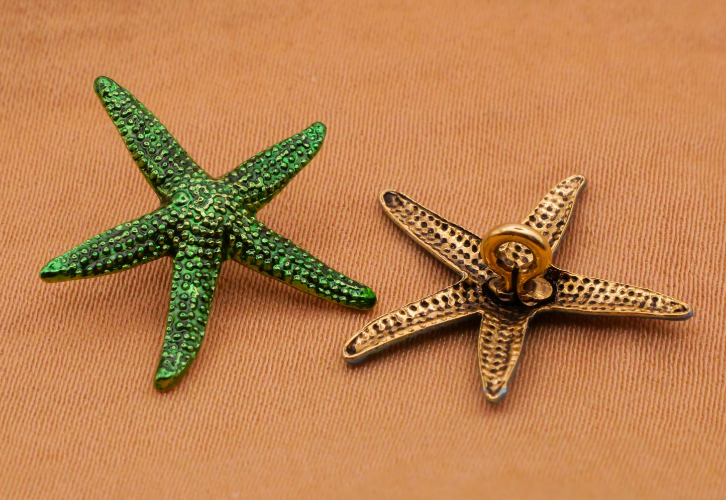 Starfish Hand-Painted Red Green Blue Brass Metal Button Various 18mm