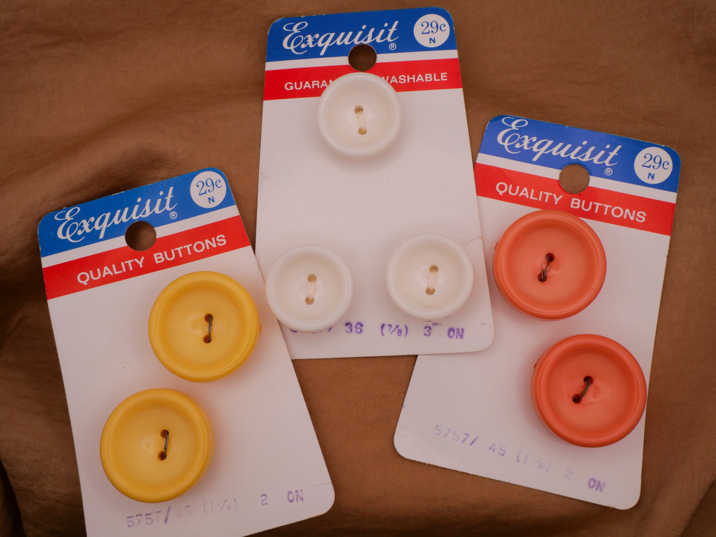 Cup Shape Plastic Vintage Carded Buttons Various 23-28mm