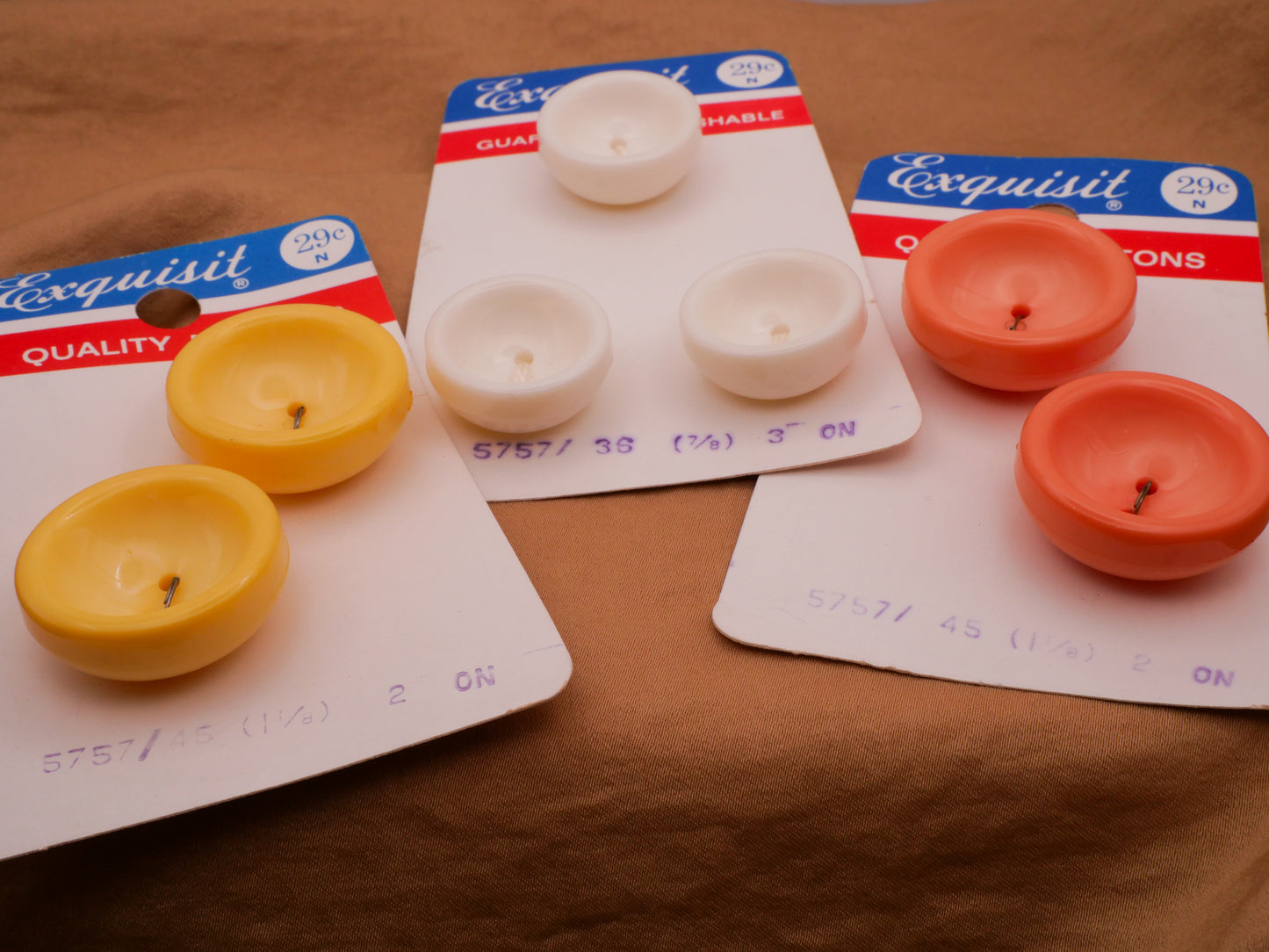 Cup Shape Plastic Vintage Carded Buttons Various 23-28mm