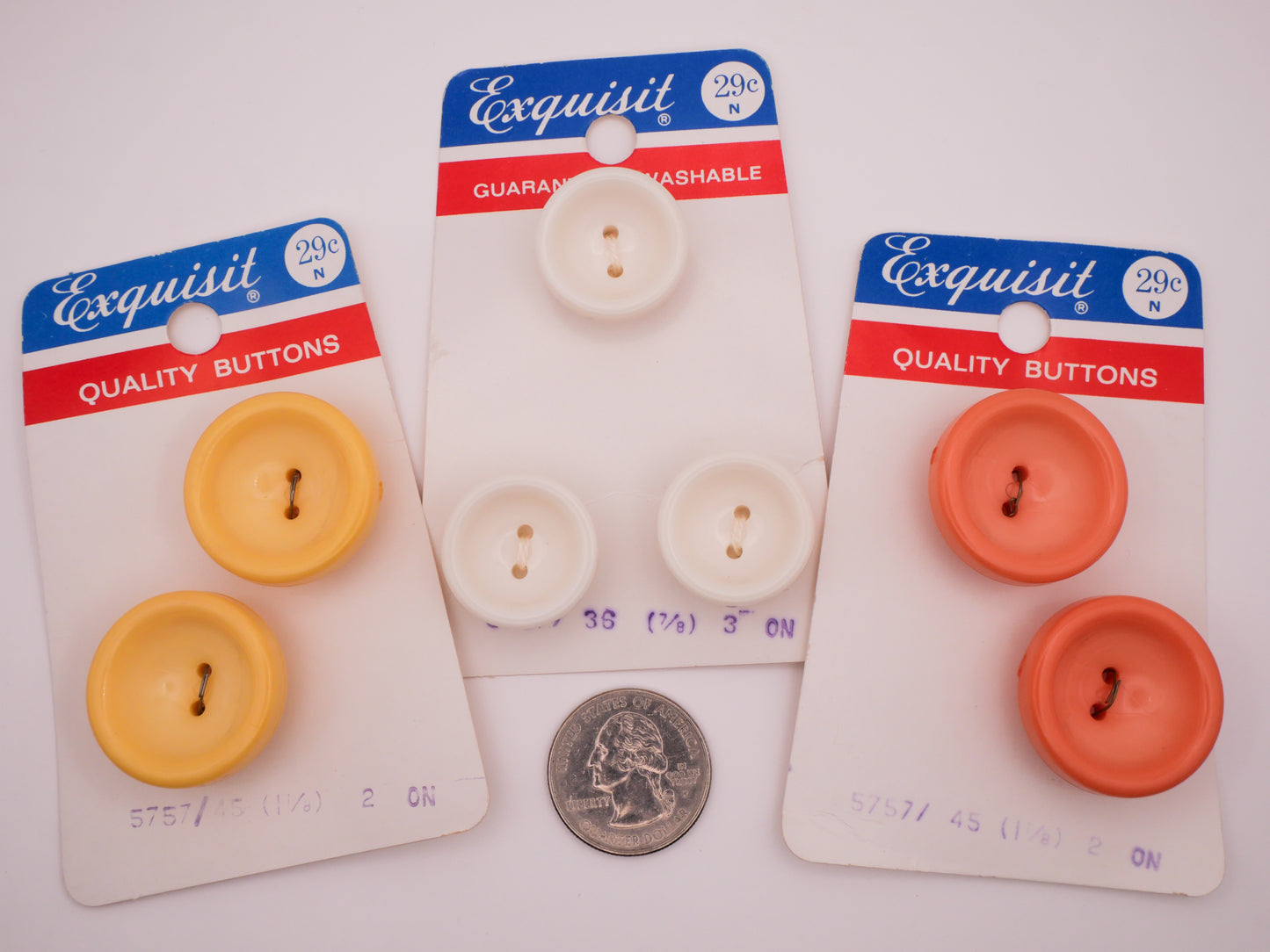 Cup Shape Plastic Vintage Carded Buttons Various 23-28mm