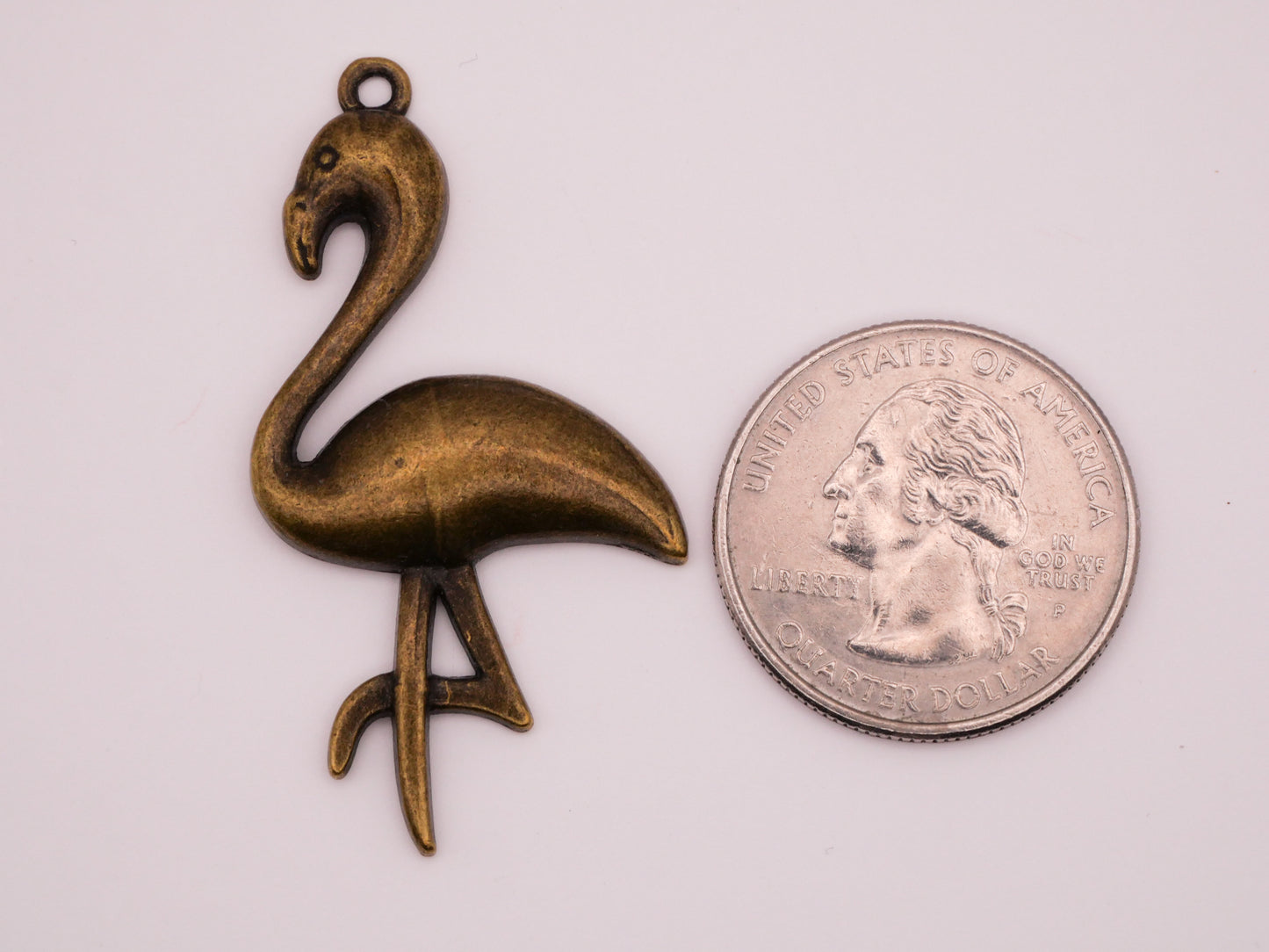 Flamingo Bronze Metal Large Charm Pendant Embellishment 25x46mm