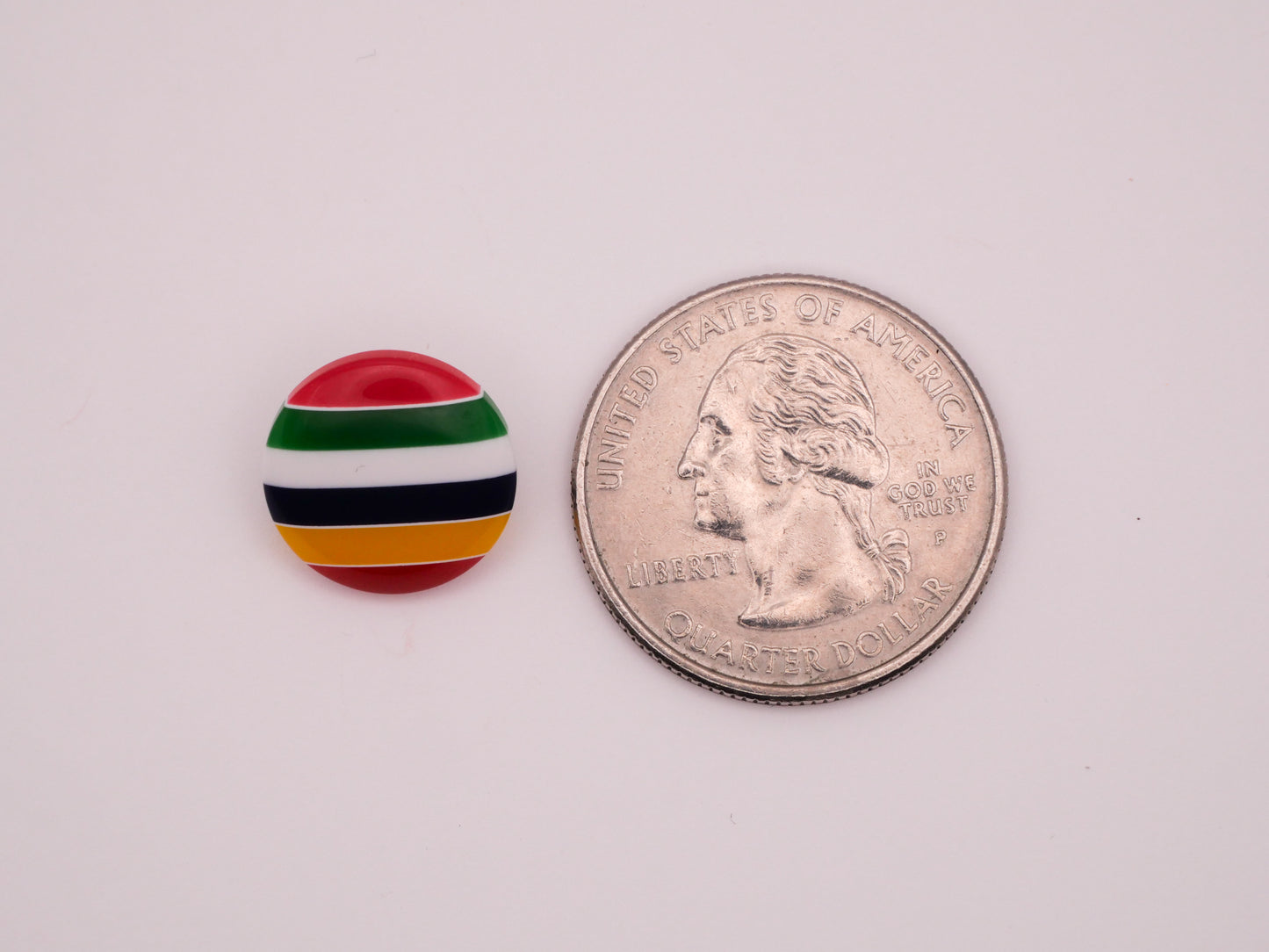 Nautical Stripes Red Green Blue Yellow Plastic Set of Five Buttons 14mm