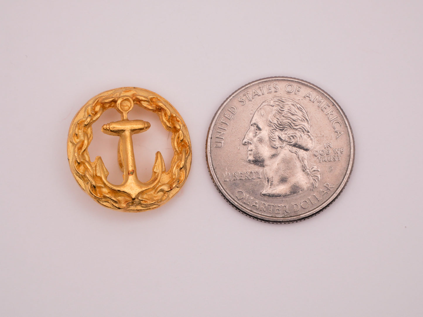 Anchor Chain Wreath Gold Metal Vintage Button 21mm