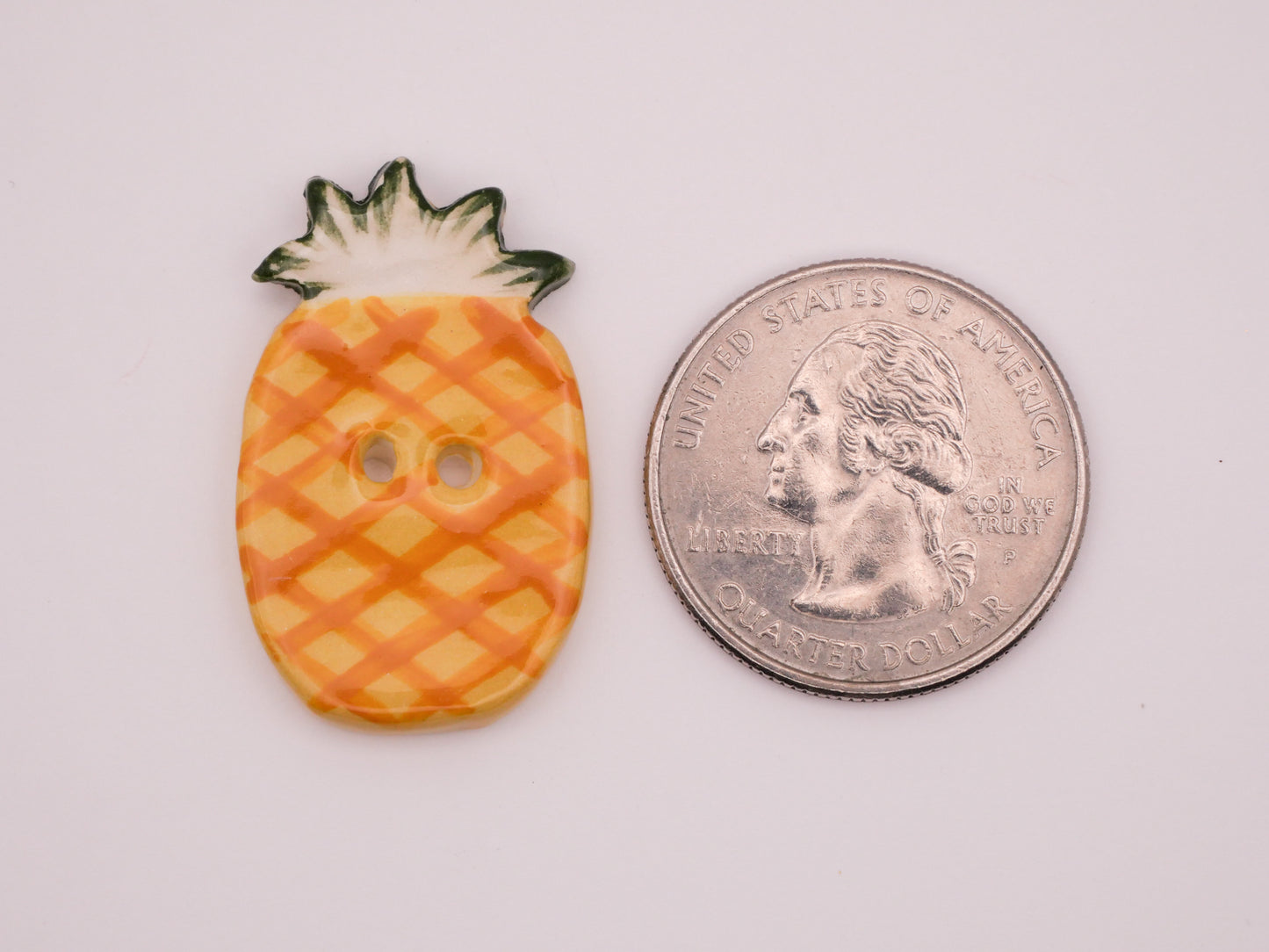 Pineapple Hand-Painted Ceramic Sew-Thru Button 20x31mm